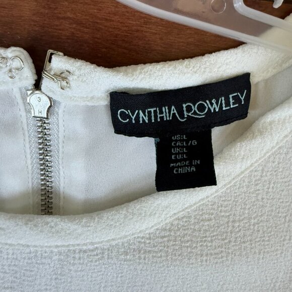 Cynthia Rowley Women's White Textured High-Low Short Sleeve Top, size Large - Picture 6 of 8